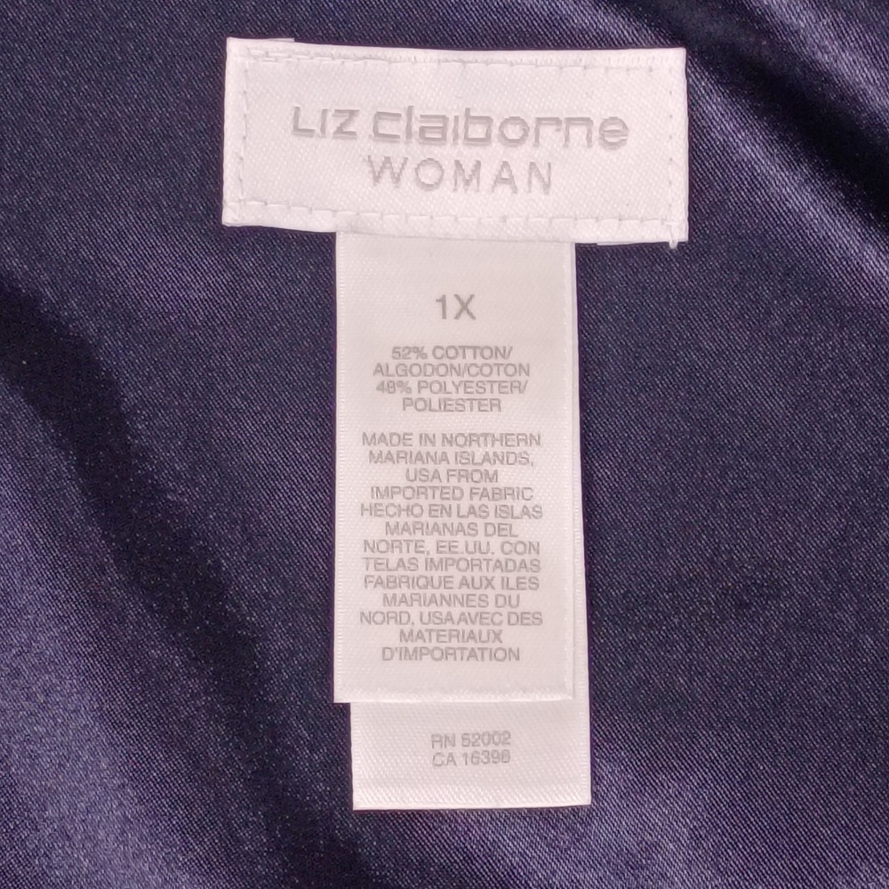 Liz Claiborne Woman Navy Corduroy Style Quarter Zip Pullover Top Plus Size 1X - Picture 5 of 14